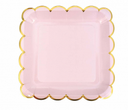 Kartonnen bordjes roze/goud (8 st.)