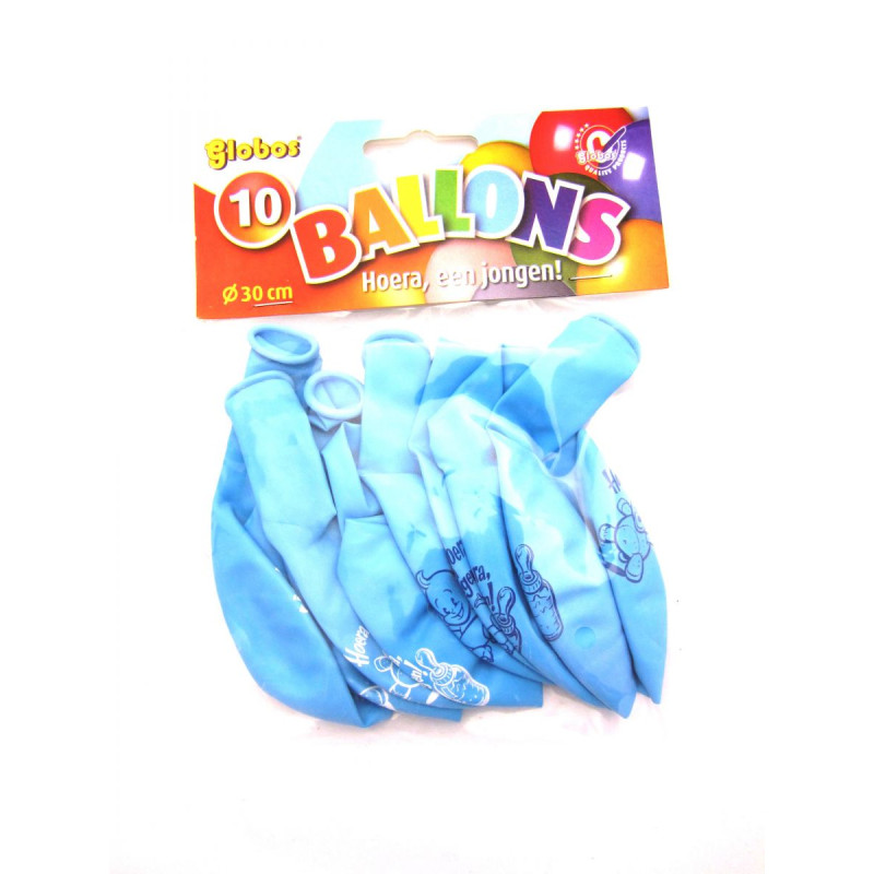 Ballonnen hoera een jongen (10st in zak) Ballonnen hoera een jongen (10st in zak)