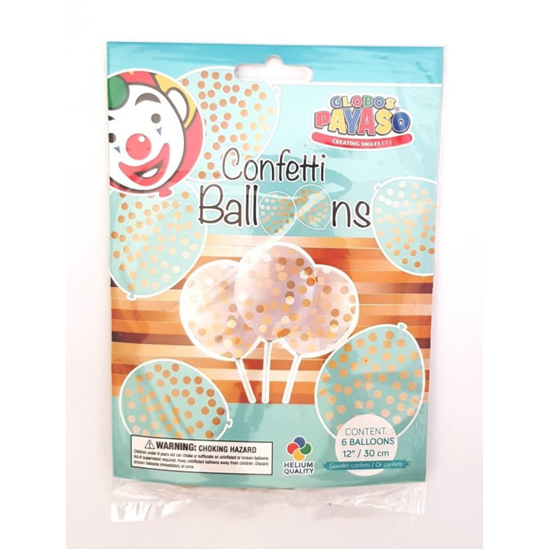 Confettiballonnen (6 stuks/goud)