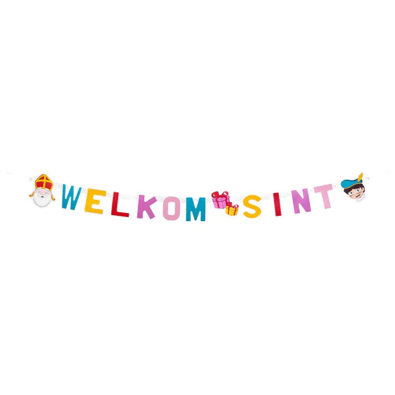 Kartonnen letterslinger 'Welkom Sint' (1,5 m) Kartonnen letterslinger 'Welkom Sint' (1,5 m)