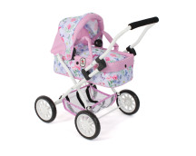 Poppenwagen Smarty (bloemen wit/roze)