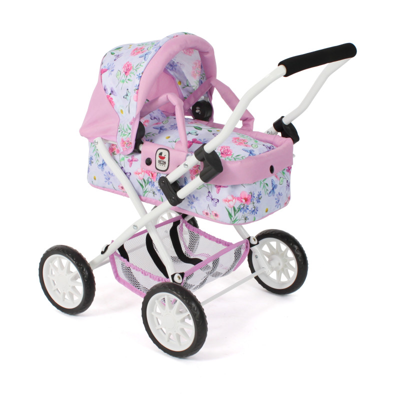 Poppenwagen Smarty (bloemen wit/roze) Poppenwagen Smarty (bloemen wit/roze)