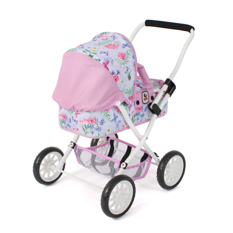 Poppenwagen Smarty (bloemen wit/roze) Poppenwagen Smarty (bloemen wit/roze)