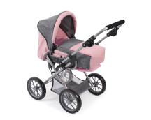 Poppenwagen Leni combi (grijs/lichtroze)