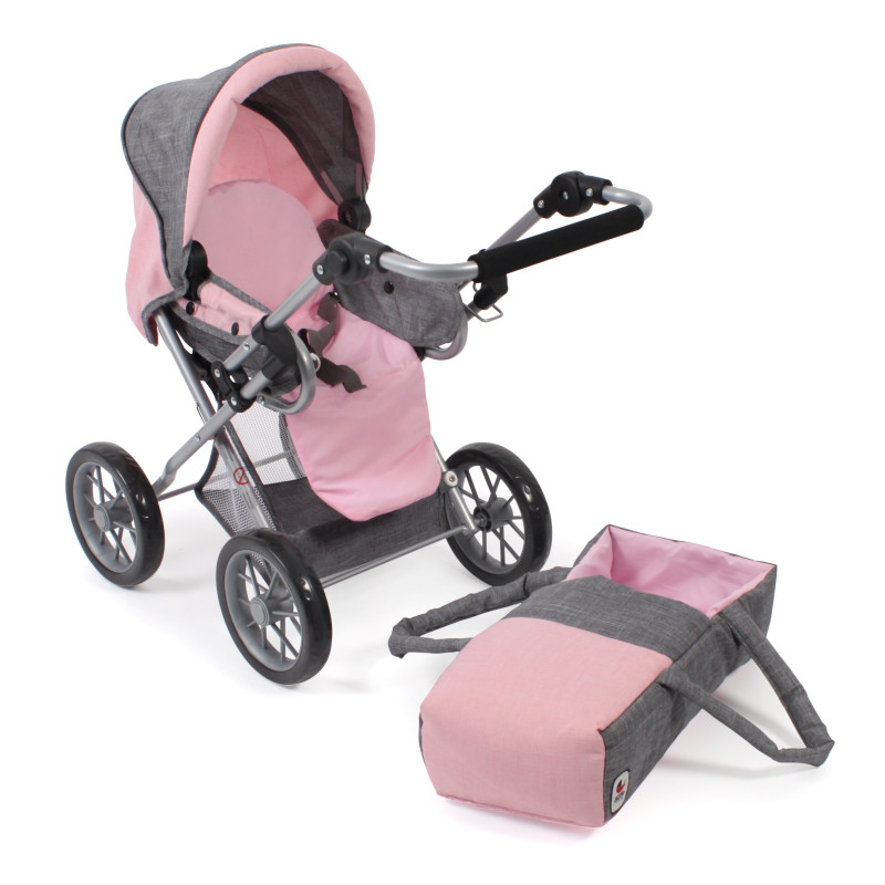 Poppenwagen Leni combi (grijs/lichtroze) Poppenwagen Leni combi (grijs/lichtroze)