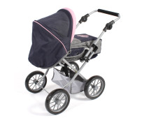 Poppenwagen Leni combi (donkerblauw met hartje) Poppenwagen Leni combi (donkerblauw met hartje)