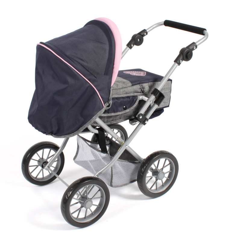 Poppenwagen Leni combi (donkerblauw met hartje) Poppenwagen Leni combi (donkerblauw met hartje)