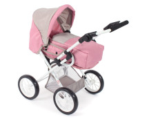 Poppenwagen Leni combi (roze/taupe/beer)