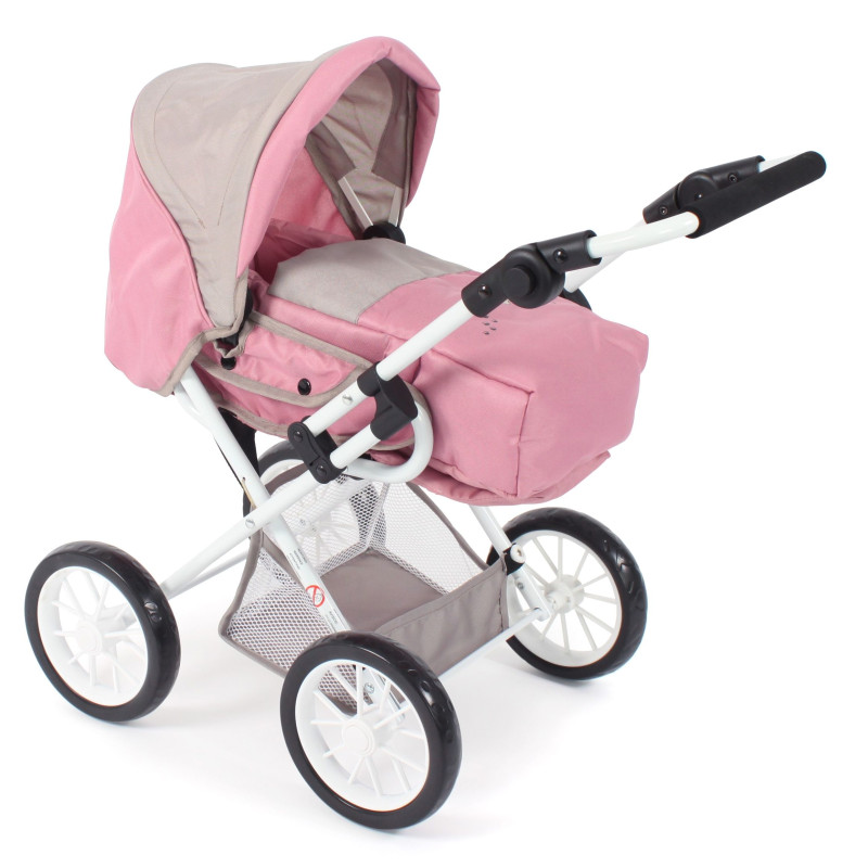 Poppenwagen Leni combi (roze/taupe/beer) Poppenwagen Leni combi (roze/taupe/beer)