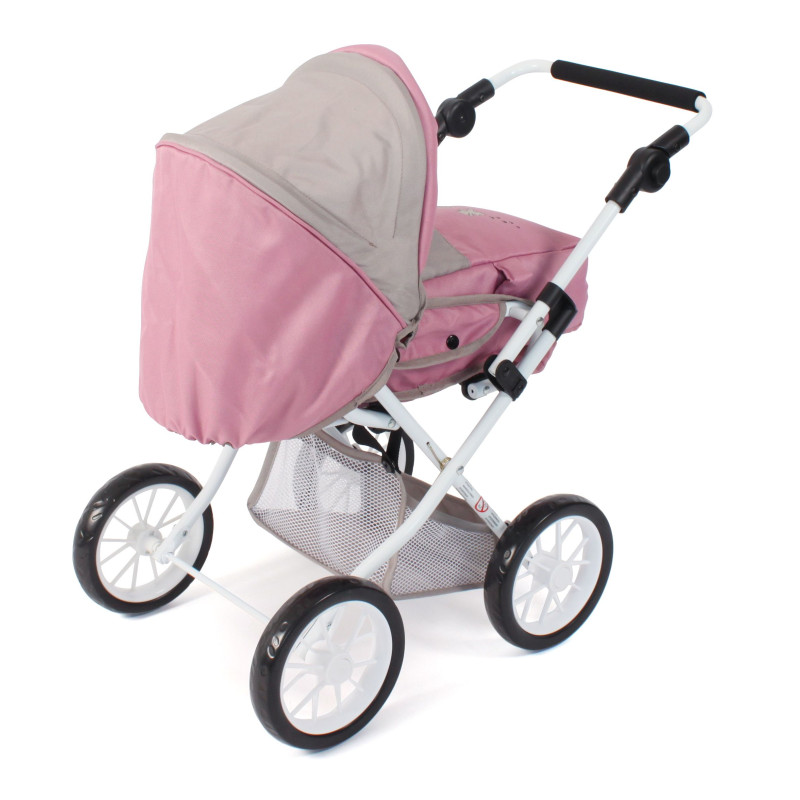 Poppenwagen Leni combi (roze/taupe/beer) Poppenwagen Leni combi (roze/taupe/beer)