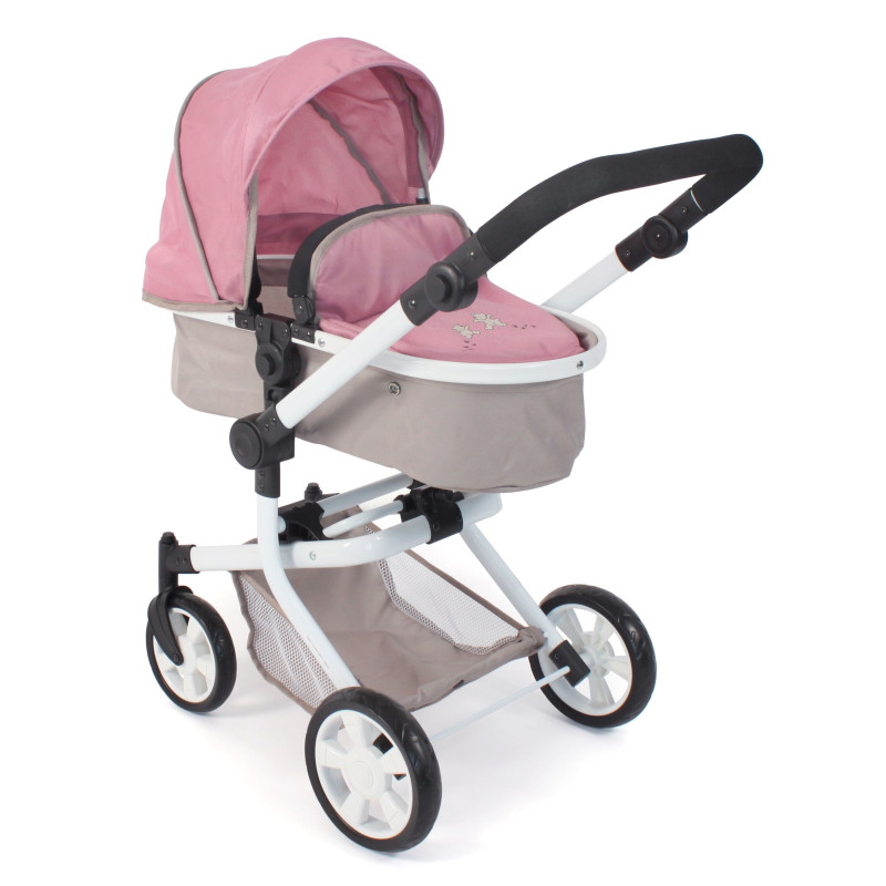 Poppenwagen Mika combi (roze/taupe/beer) Poppenwagen Mika combi (roze/taupe/beer)