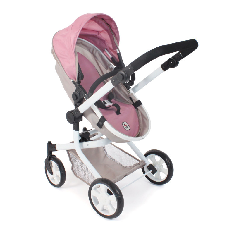 Poppenwagen Mika combi (roze/taupe/beer) Poppenwagen Mika combi (roze/taupe/beer)