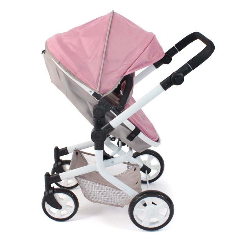 Poppenwagen Mika combi (roze/taupe/beer) Poppenwagen Mika combi (roze/taupe/beer)
