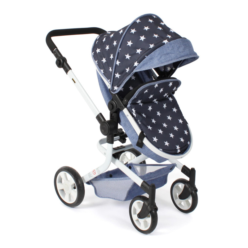 Poppenwagen Mika combi (navy sterren) Poppenwagen Mika combi (navy sterren)