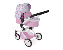 Poppenwagen Mika combi (bloemen wit/roze)