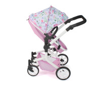Poppenwagen Mika combi (bloemen wit/roze) Poppenwagen Mika combi (bloemen wit/roze)
