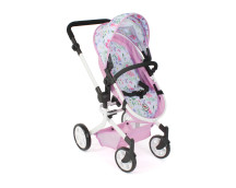 Poppenwagen Mika combi (bloemen wit/roze) Poppenwagen Mika combi (bloemen wit/roze)
