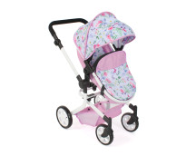 Poppenwagen Mika combi (bloemen wit/roze) Poppenwagen Mika combi (bloemen wit/roze)