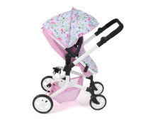 Poppenwagen Mika combi (bloemen wit/roze) Poppenwagen Mika combi (bloemen wit/roze)