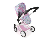 Poppenwagen Mika combi (bloemen wit/roze) Poppenwagen Mika combi (bloemen wit/roze)