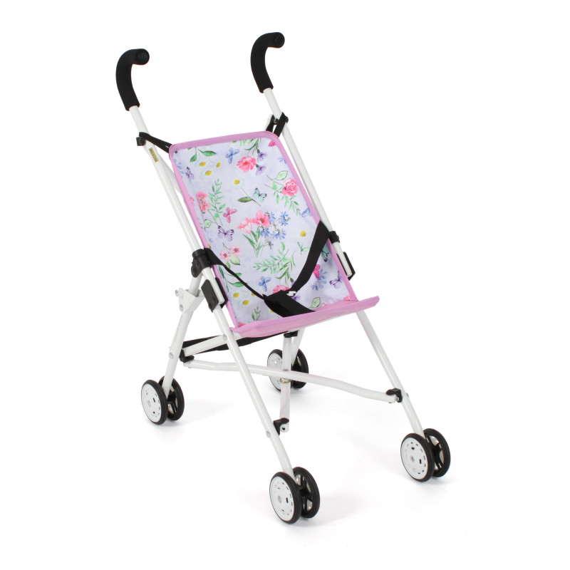 Poppenbuggy Roma (bloemen wit/roze) Poppenbuggy Roma (bloemen wit/roze)