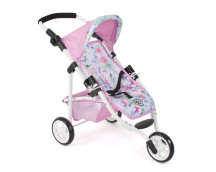 Poppenbuggy jogging Lola (bloemen wit/roze)