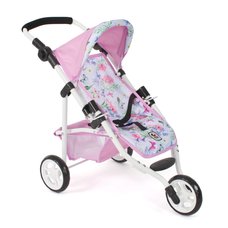 Poppenbuggy jogging Lola (bloemen wit/roze) Poppenbuggy jogging Lola (bloemen wit/roze)