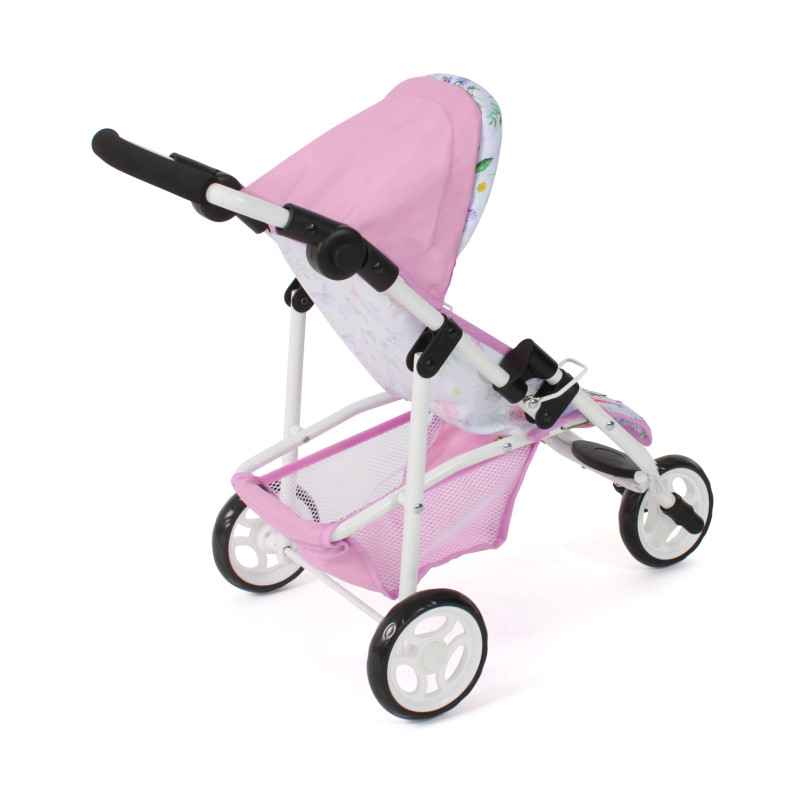 Poppenbuggy jogging Lola (bloemen wit/roze) Poppenbuggy jogging Lola (bloemen wit/roze)