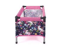 Poppenreisbed (eenhoorn donkerblauw/roze) Poppenreisbed (eenhoorn donkerblauw/roze)