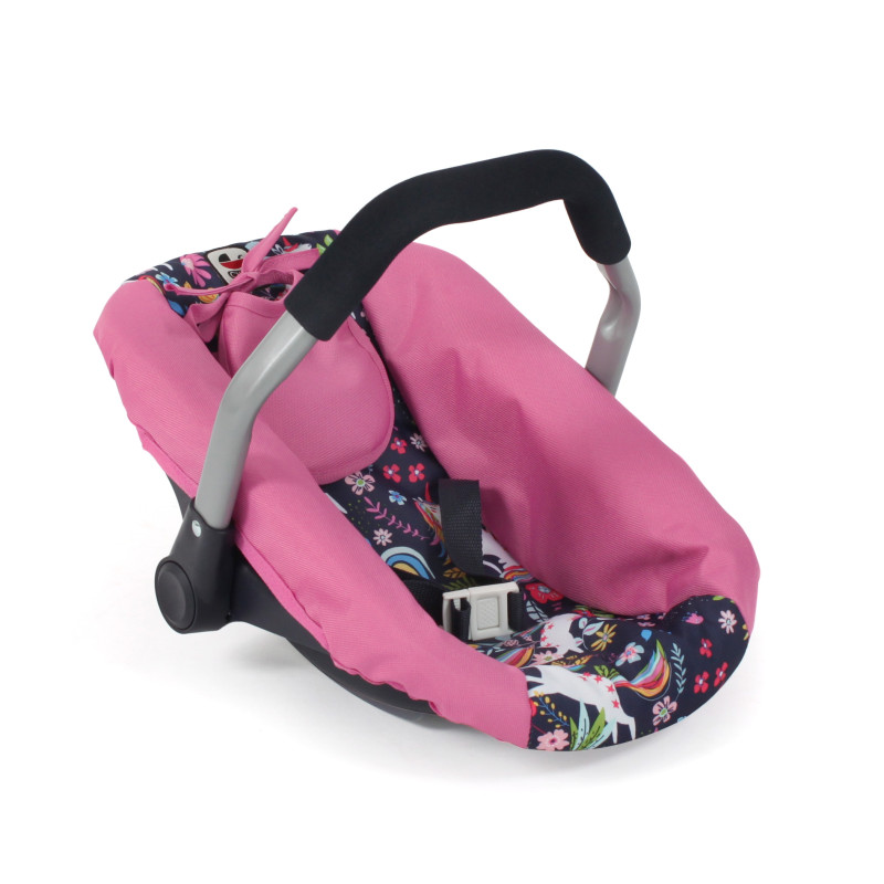 Poppenautozitje (eenhoorn donkerblauw/roze)