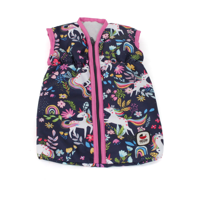 Poppenslaapzak (eenhoorn donkerblauw/roze) Poppenslaapzak (eenhoorn donkerblauw/roze)