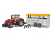 Veetransportaanhanger met koe Veetransportaanhanger met koe