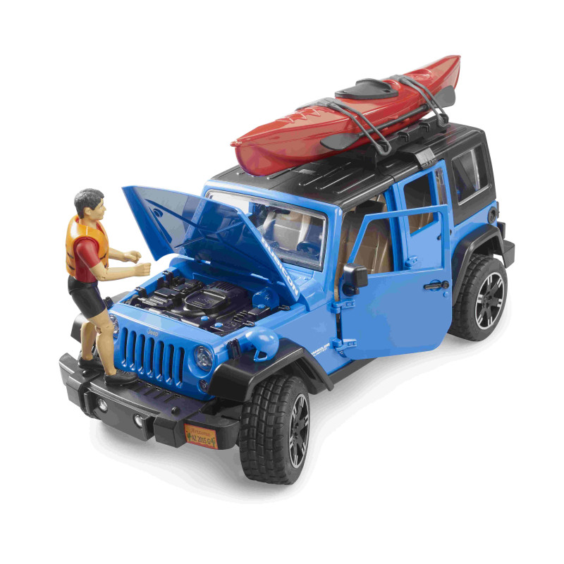 Jeep Wrangler Rubicon Unlimited met kajak en figuur Jeep Wrangler Rubicon Unlimited met kajak en figuur