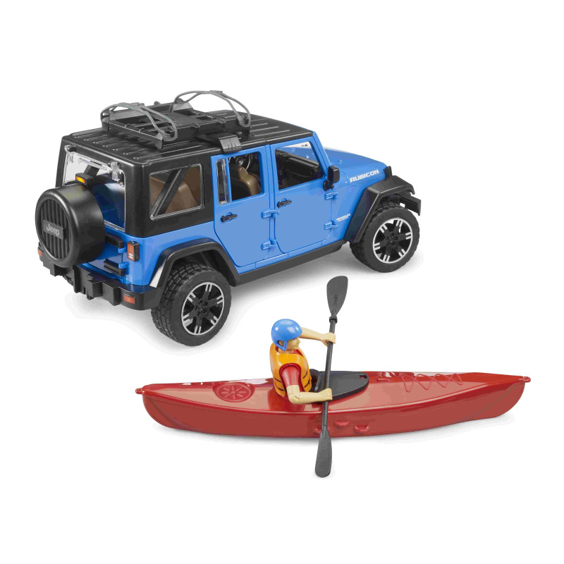 Jeep Wrangler Rubicon Unlimited met kajak en figuur Jeep Wrangler Rubicon Unlimited met kajak en figuur