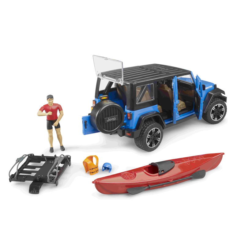 Jeep Wrangler Rubicon Unlimited met kajak en figuur Jeep Wrangler Rubicon Unlimited met kajak en figuur