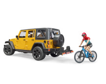 Jeep Wrangler Rubicon Unlimited met mountainbike en speelfiguur Jeep Wrangler Rubicon Unlimited met mountainbike en speelfiguur