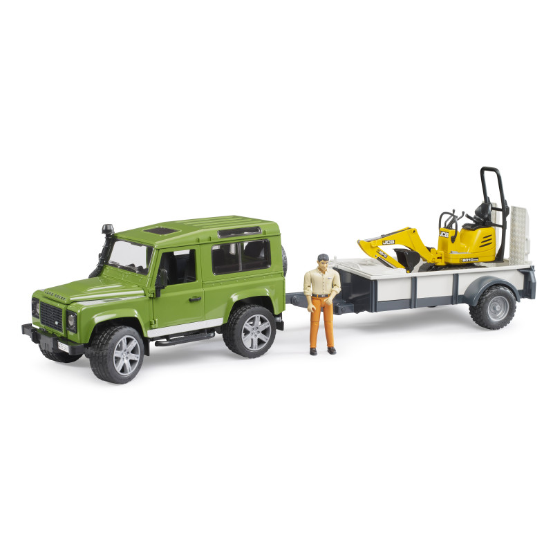 Landrover m.aanh. en JCB bagger