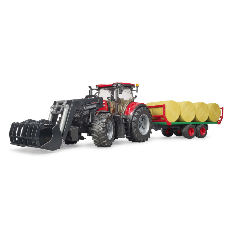 Tractor Case IH Optum 300 CVX met voorlader en balentransporter Tractor Case IH Optum 300 CVX met voorlader en balentransporter
