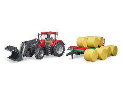 Tractor Case IH Optum 300 CVX met voorlader en balentransporter Tractor Case IH Optum 300 CVX met voorlader en balentransporter