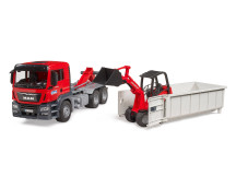 MAN TGS met rolcontainer en Schaffer compacte lader 2630 MAN TGS met rolcontainer en Schaffer compacte lader 2630