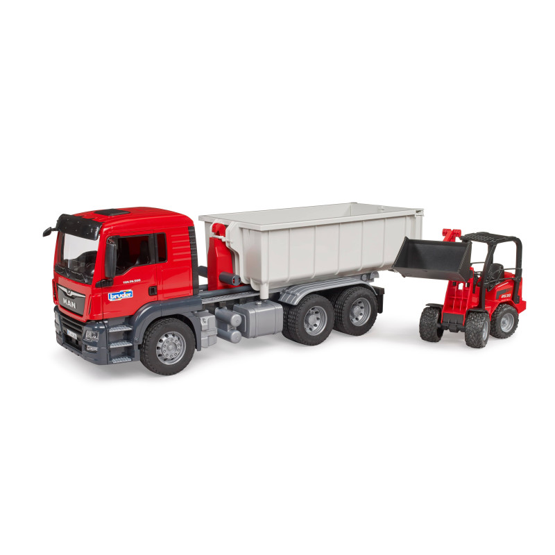 MAN TGS met rolcontainer en Schaffer compacte lader 2630 MAN TGS met rolcontainer en Schaffer compacte lader 2630