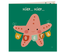 Kaart met envelop - Hiep hiep zeester