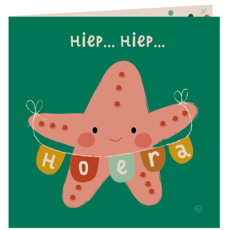 Kaart met envelop - Hiep hiep zeester Kaart met envelop - Hiep hiep zeester