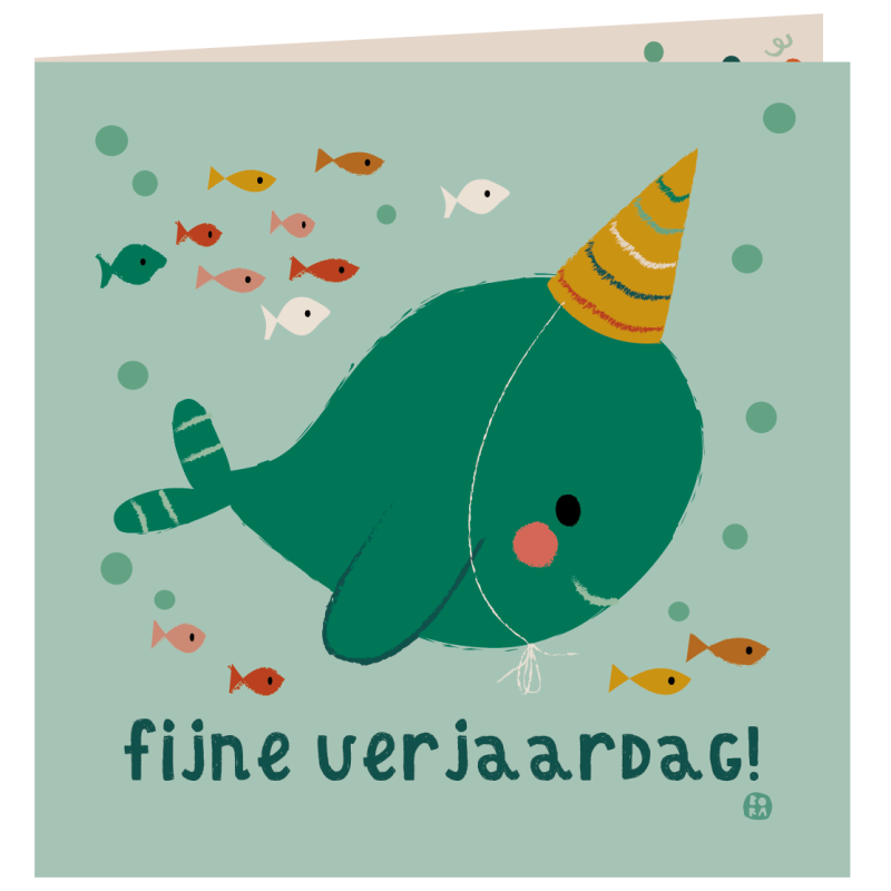 Kaart met envelop - Narwal feesthoed Kaart met envelop - Narwal feesthoed