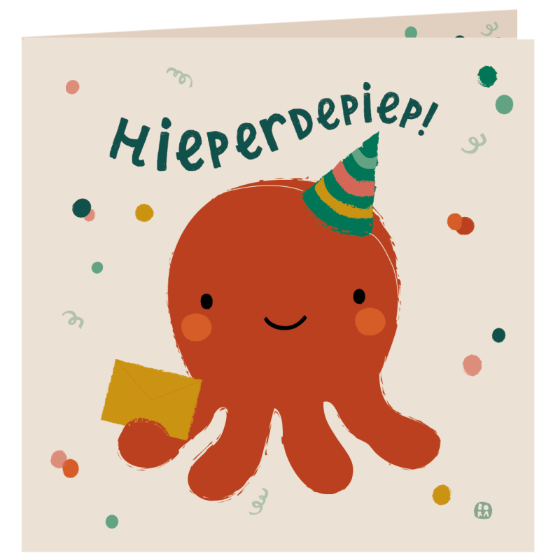 Kaart met envelop - Hieperdepiep octo Kaart met envelop - Hieperdepiep octo