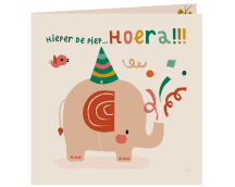 Kaart met envelop - Hoera olifant