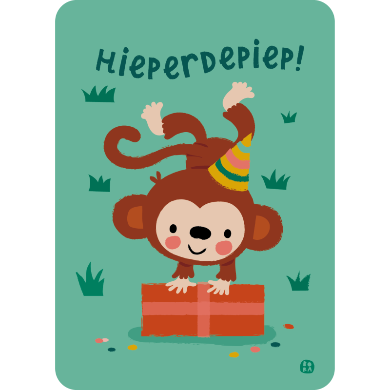 Postkaart Jungle - Hieperdepiep aap Postkaart Jungle - Hieperdepiep aap