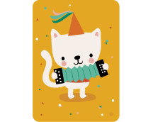 Postkaart Accordion cat