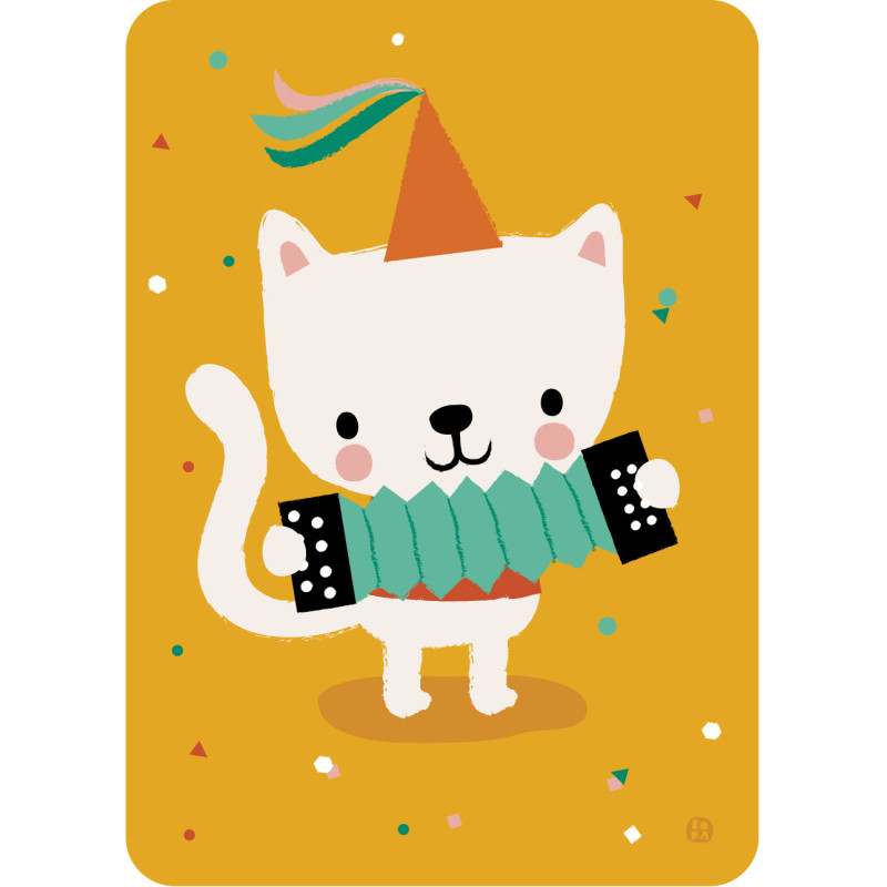 Postkaart Accordion cat Postkaart Accordion cat
