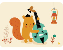 Postkaart Double bass squirrell